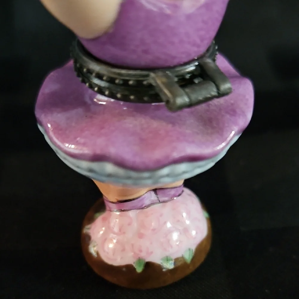 Vintage Pink Pig Ballerina Figurine Trinket Box 1999